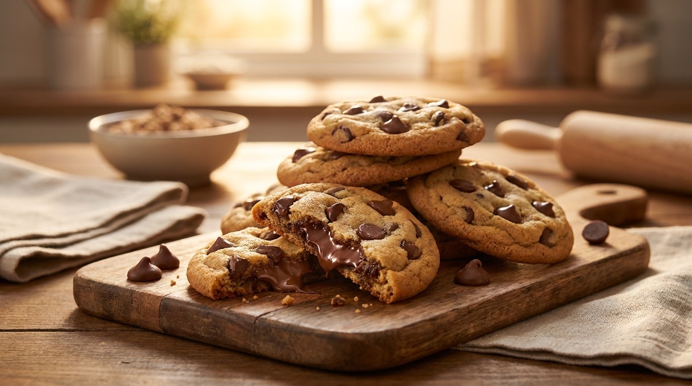 Chocolate Chip Cookies prepared and served