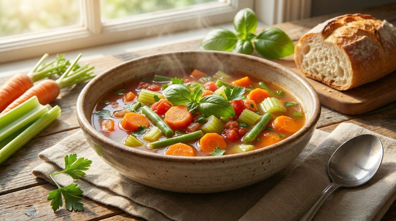 Vegetable Soup prepared and served