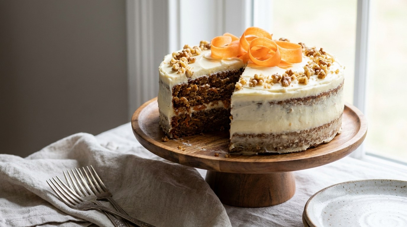 Carrot Cake prepared and served
