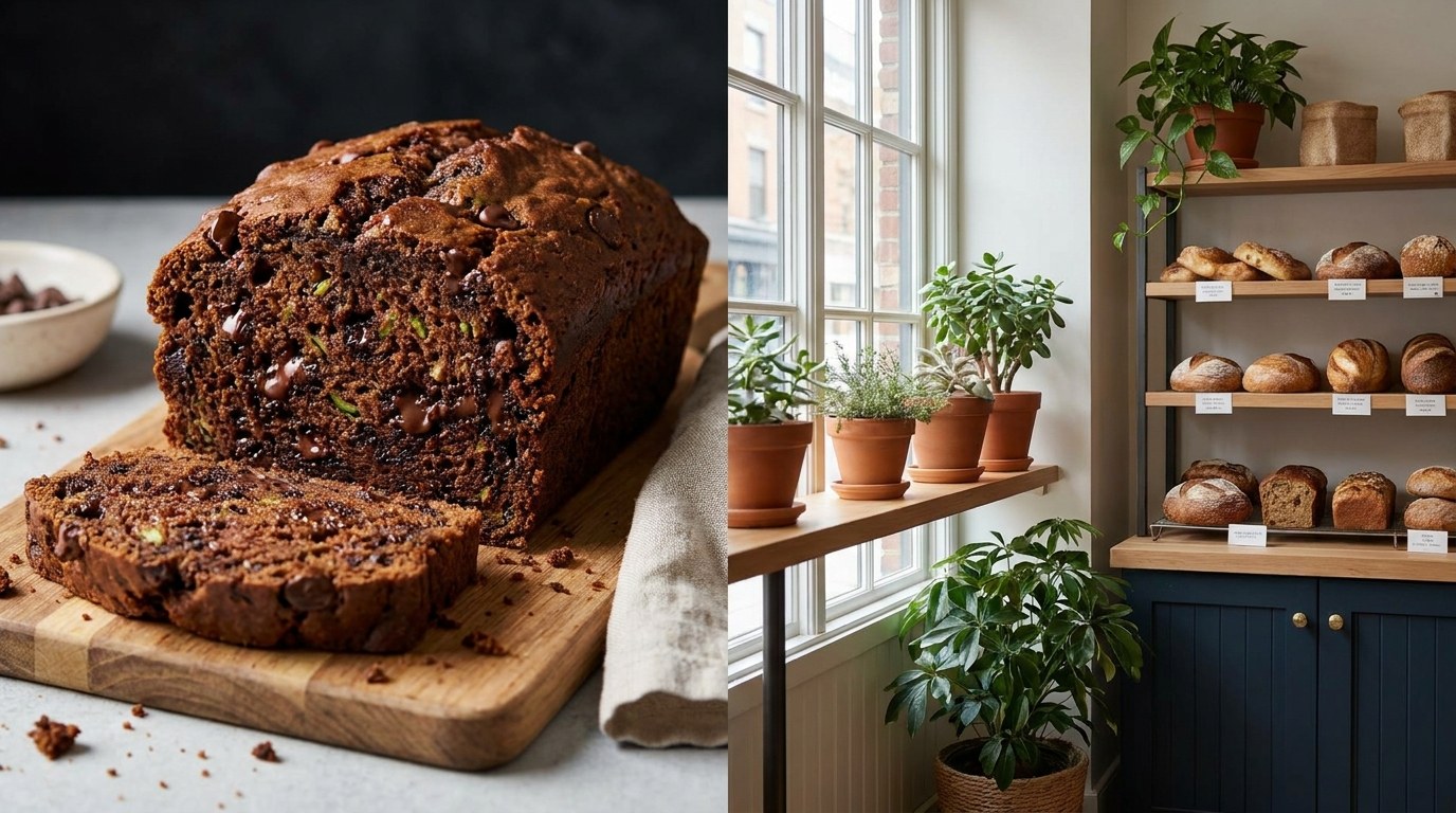 Chocolate Zucchini Bread prepared and served