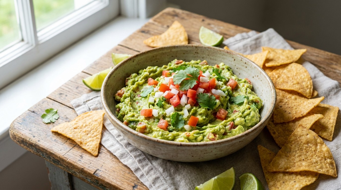 Guacamole prepared and served
