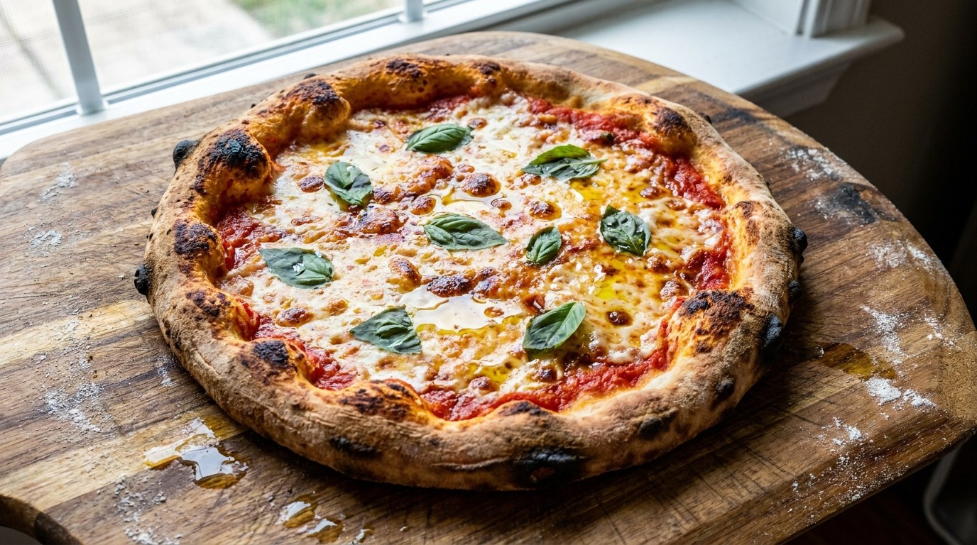Homemade Pizza prepared and served