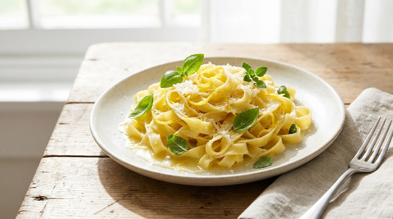 Lemon Pasta prepared and served