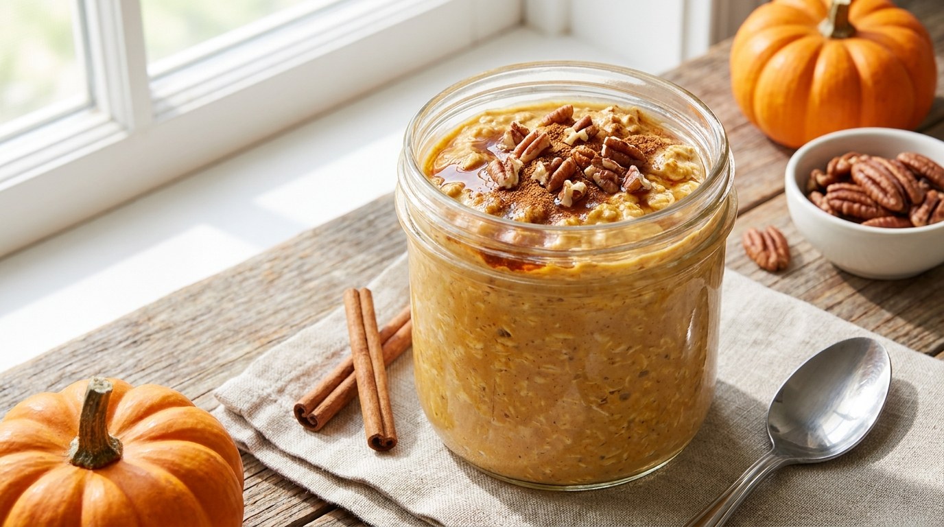 Pumpkin Overnight Oats prepared and served