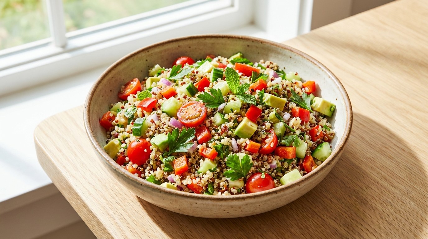 Quinoa Salad prepared and served